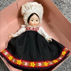 Madame Alexander Doll from Norway #584 with Black Skirt and White Lace
